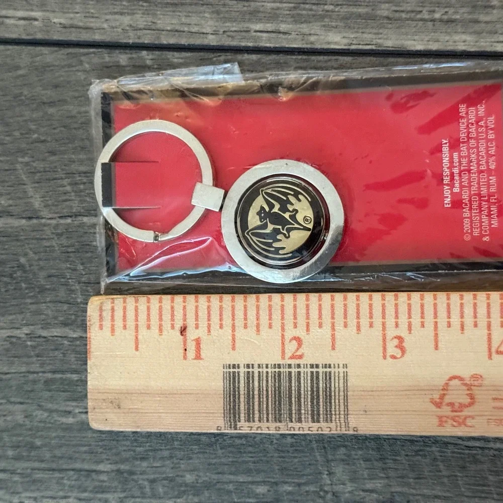 Y2K Bacardi Rum Bat Logo Keychains 2009 Promotional Collectible Set of 2 New